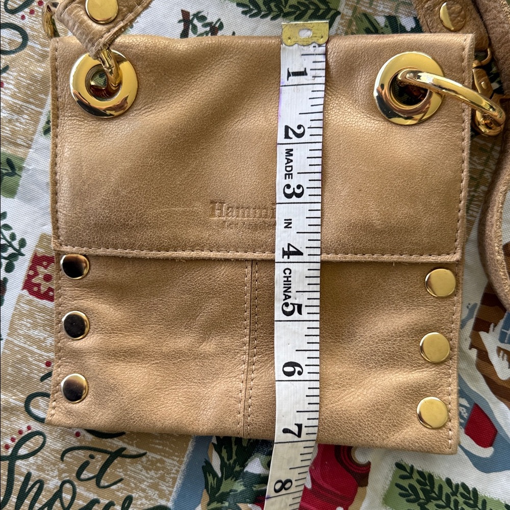 Hammitt Leather Crossbody Clutch Reversible Brushed Gold Bag. - Picture 7 of 12